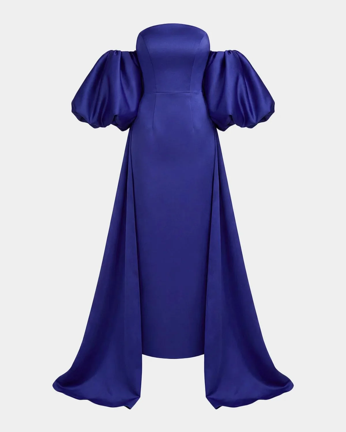 Satin Strapless Cape Gown - 1