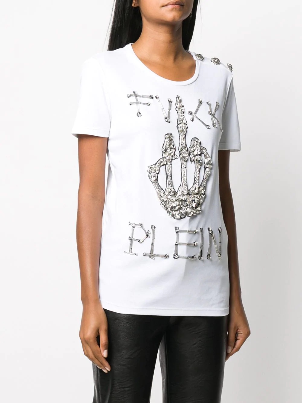 crystal-embellished skeleton T-shirt - 3