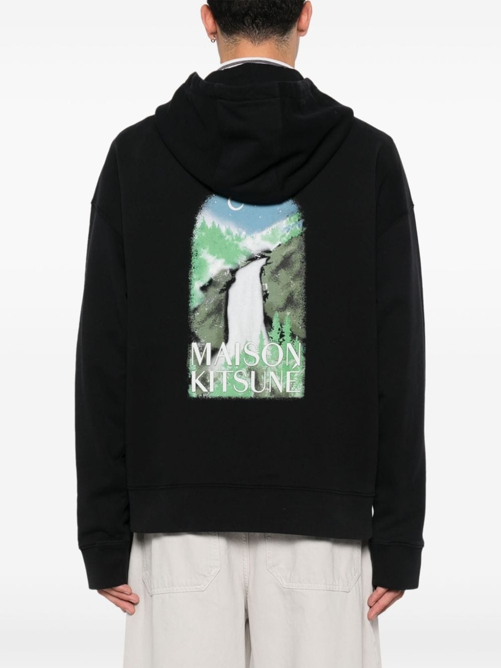 Waterfall-print hoodie - 4
