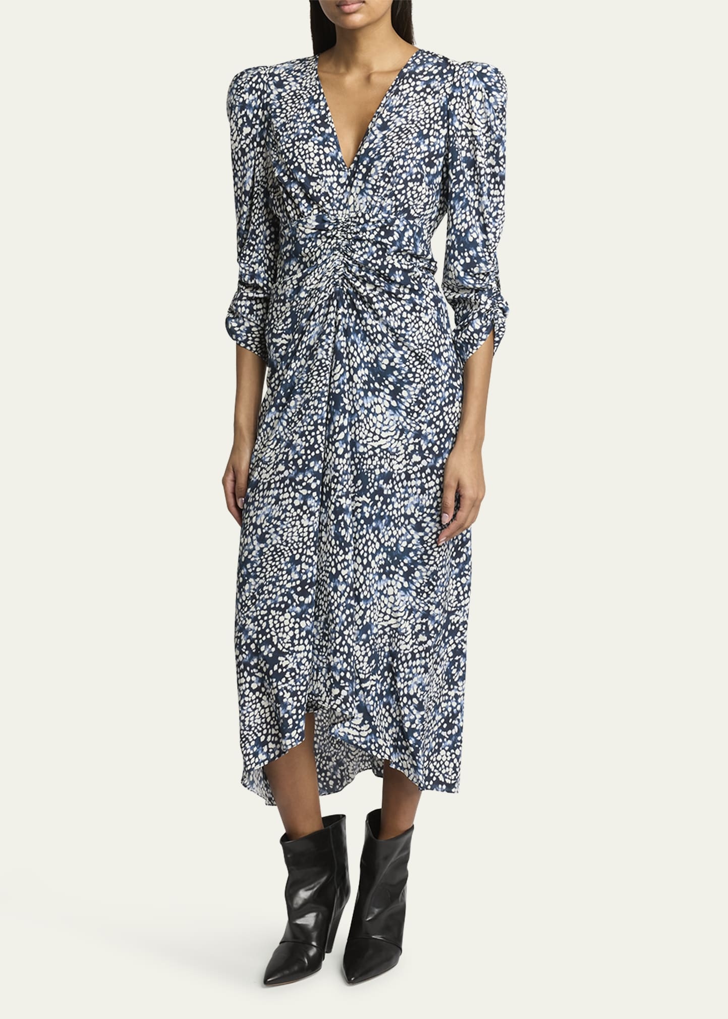 Albini Ruched Floral-Print Midi Dress - 2