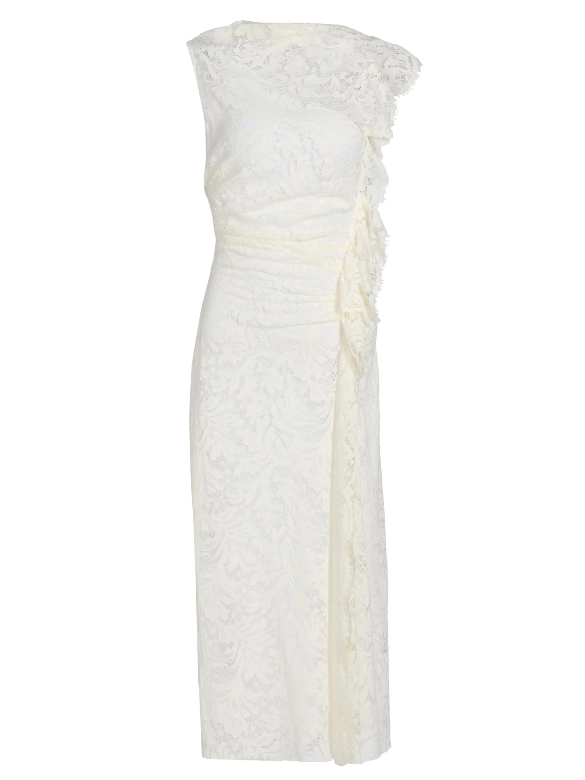 Women's Astrid Lace Ruched Midi-Dress - Ecru - 1