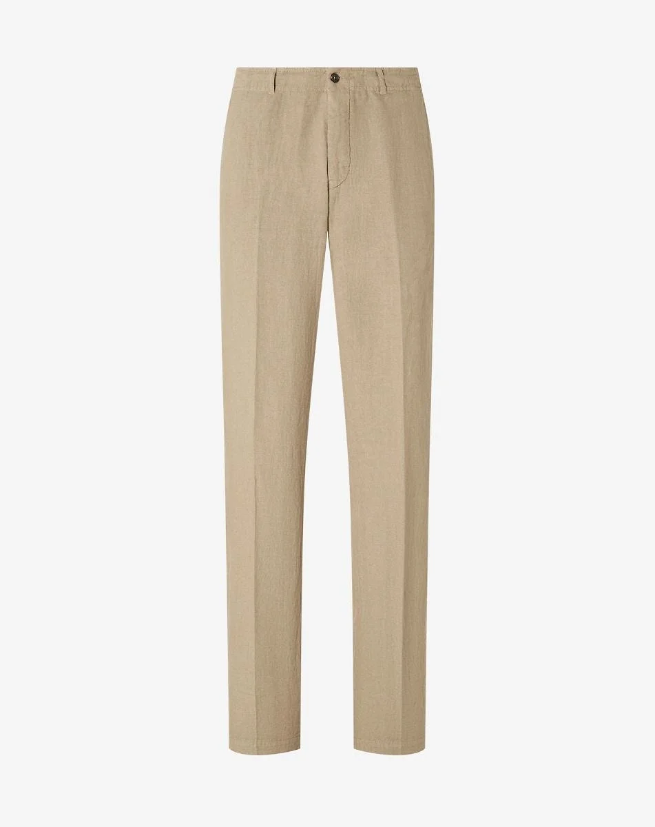 Beige pure linen trousers - 1