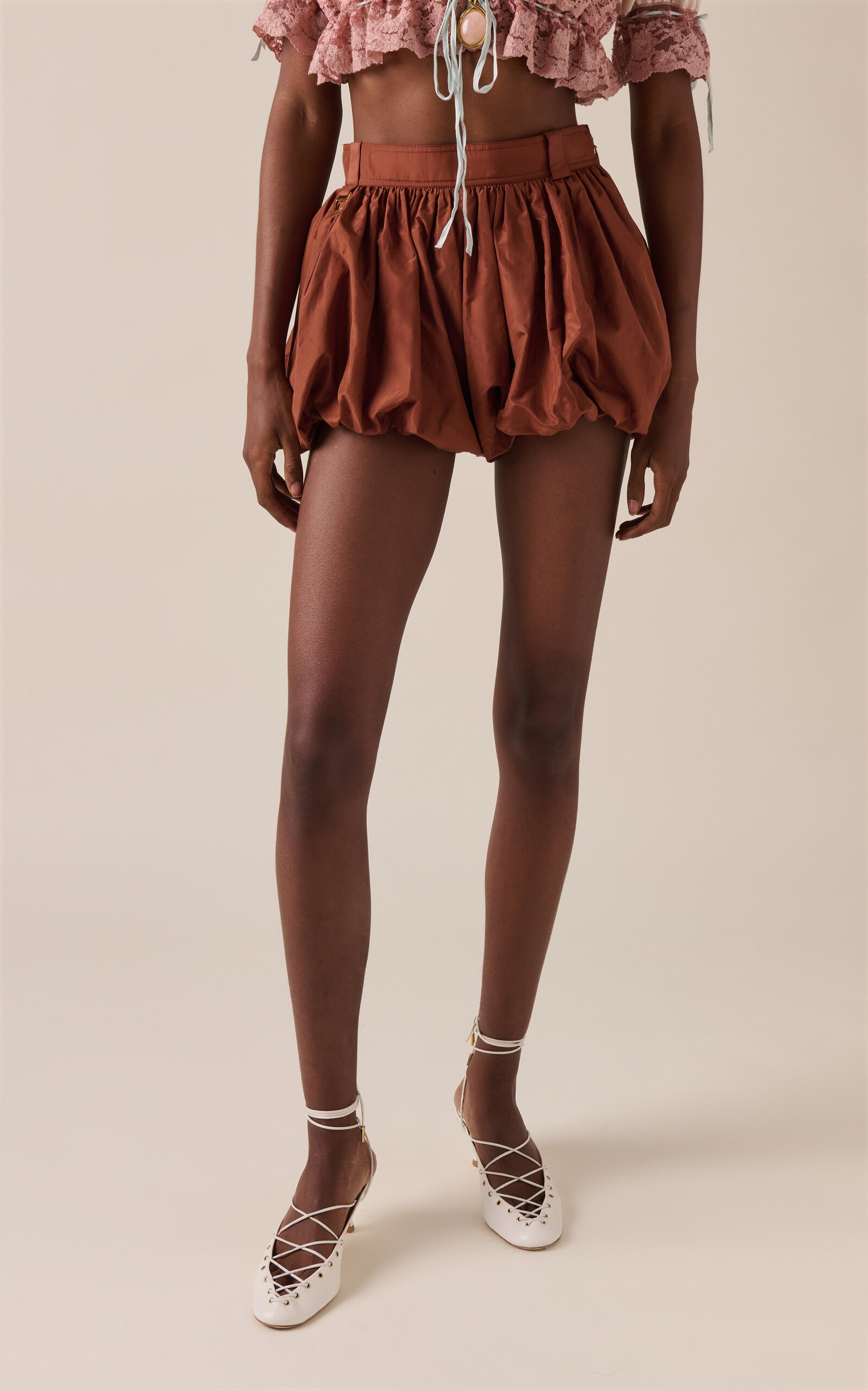 Silk Taffeta Bloomer Shorts brown - 3
