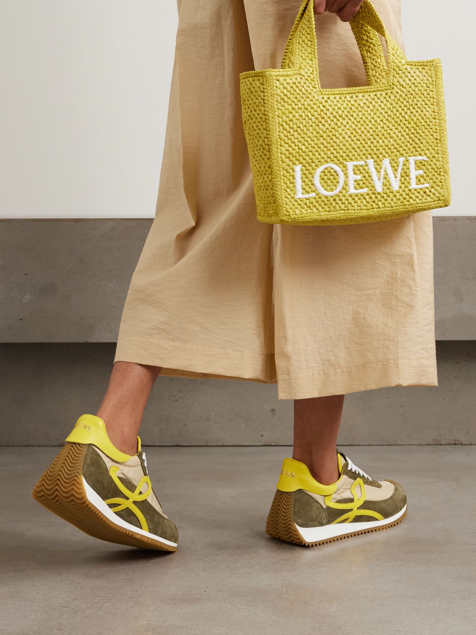 Flow Runner 2.0 leather-trimmed shell and suede sneakers Cream - 2
