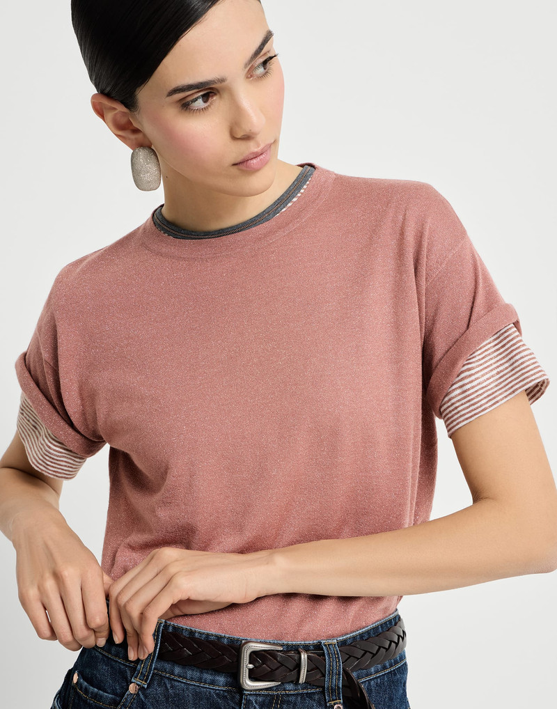 Sparkling cashmere and silk lightweight knit T-shirt 5