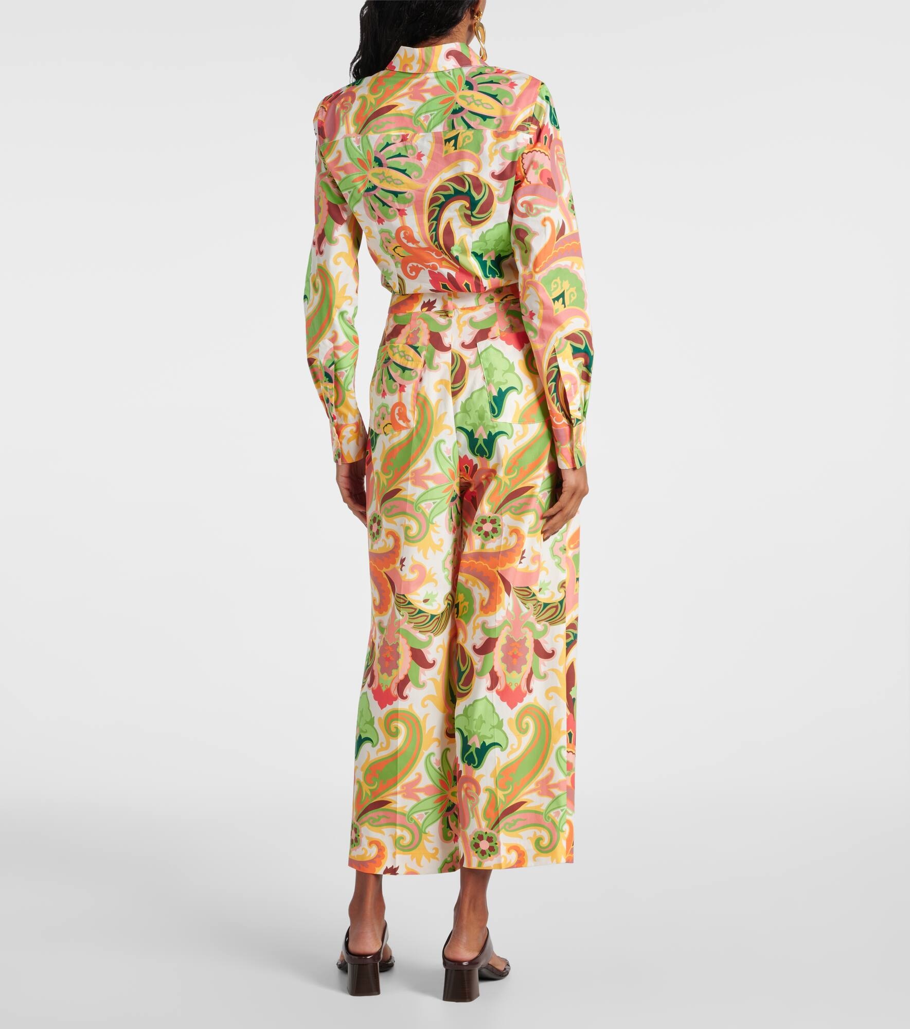 Printed cotton wide-leg pants - 3