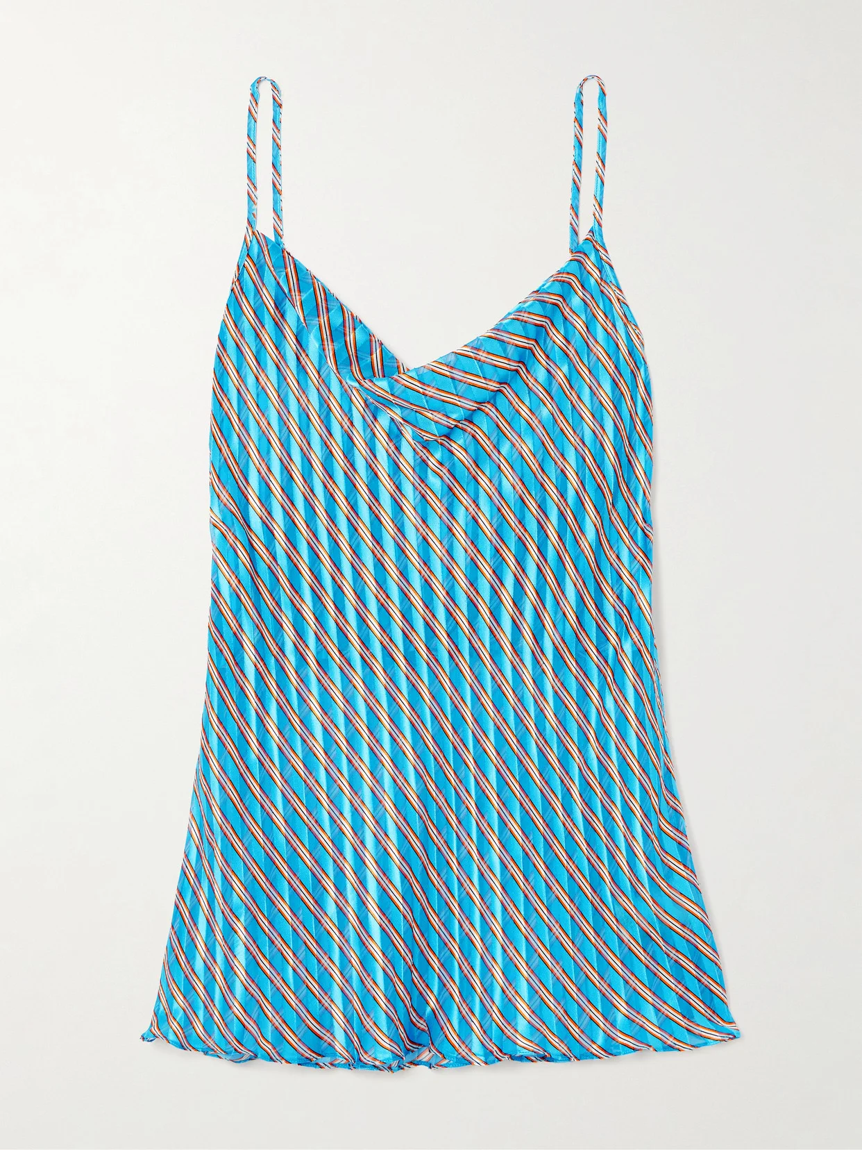 Draped Striped Devoré-satin Camisole - 1