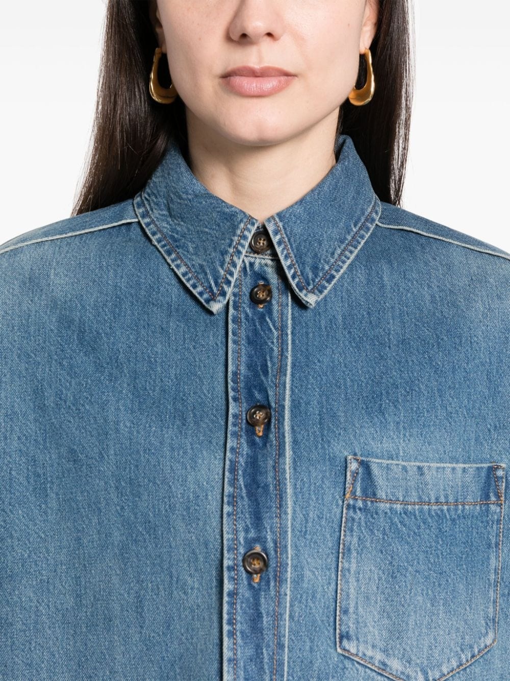 pleated denim shirt - 5