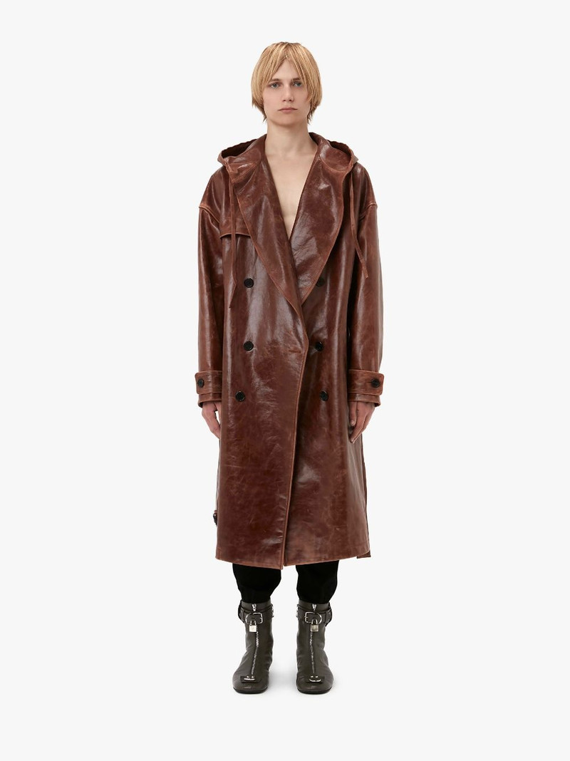 JW Anderson HOODED LEATHER TRENCH COAT outlook