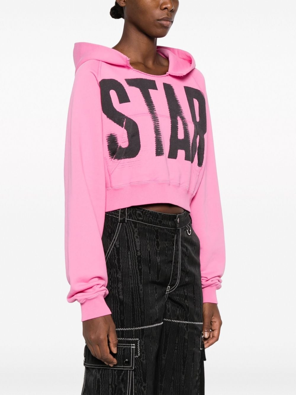 graphic-print cropped hoodie - 3