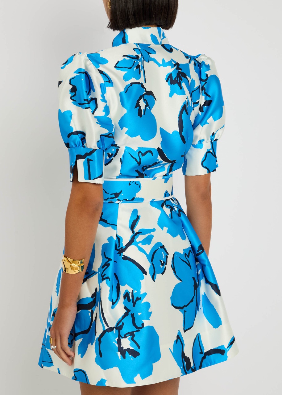 Rebecca Vallance Sapphira Printed Satin Mini Shirt Dress - 3