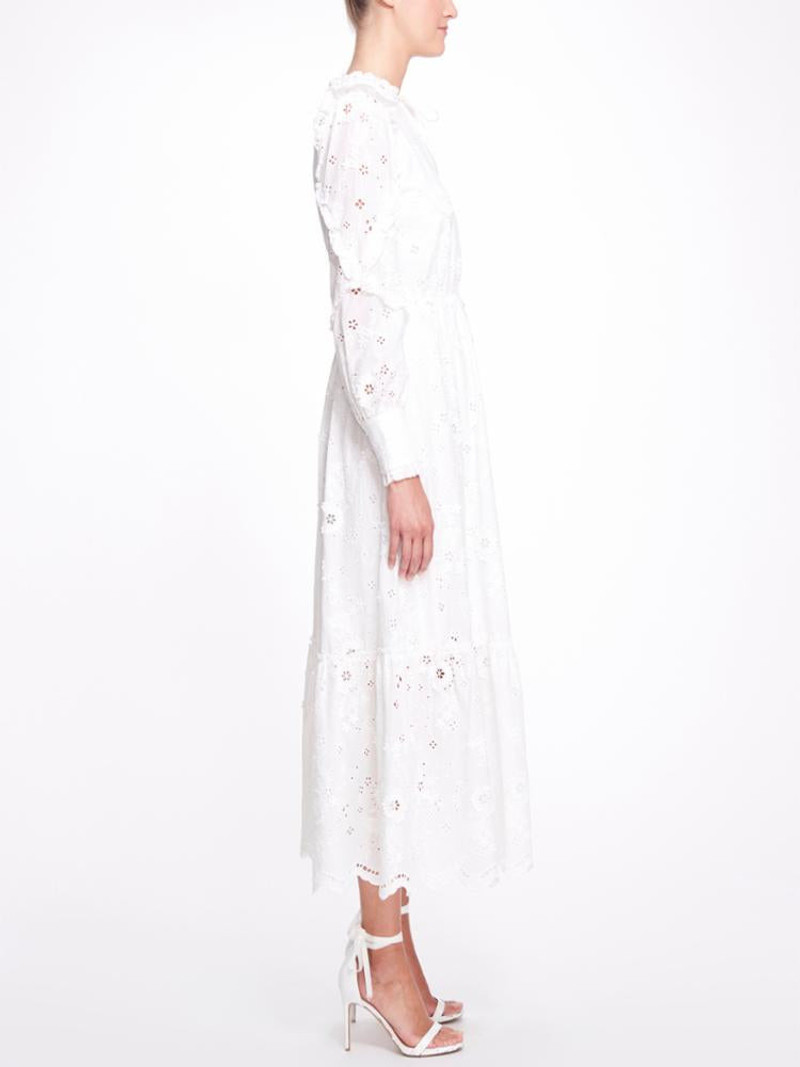 LONG SLEEVE 3D FLORAL EYELET DAY DRESS 1