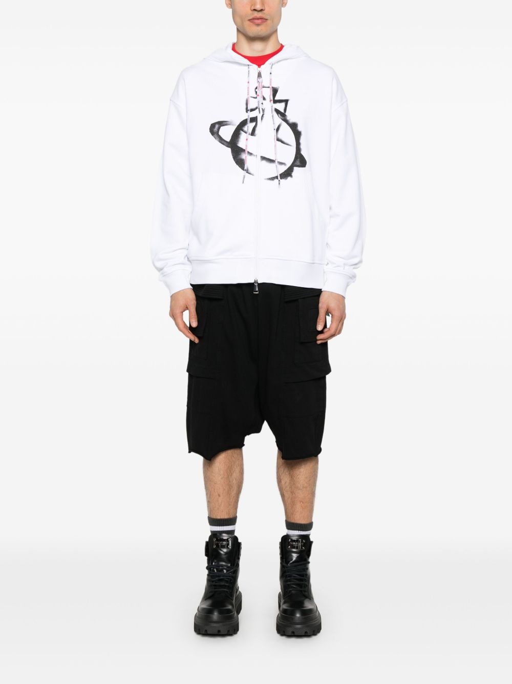 Orb-stencil zip hoodie - 2