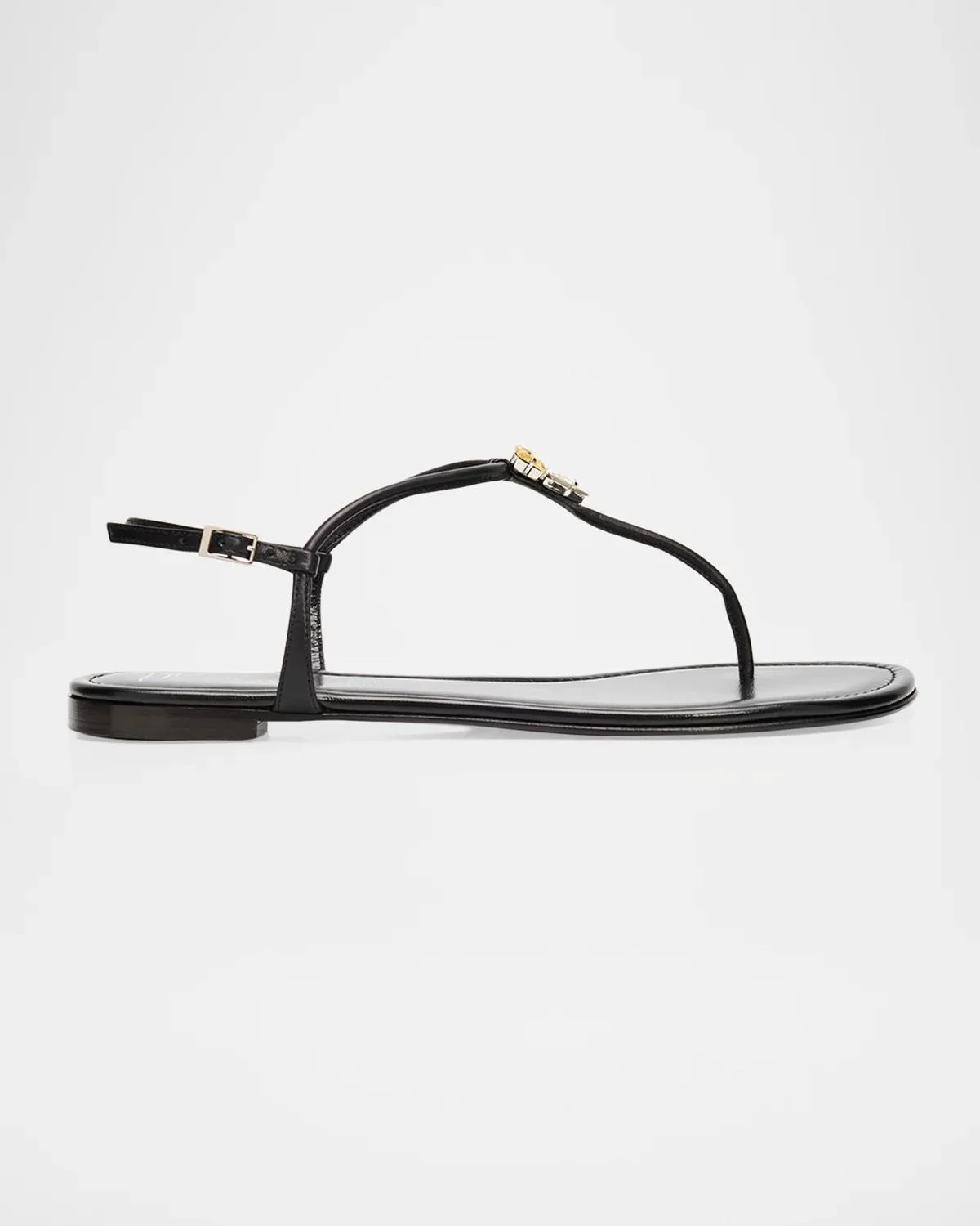 Hobby Embellished Flat Leather Thong Sandals - 1