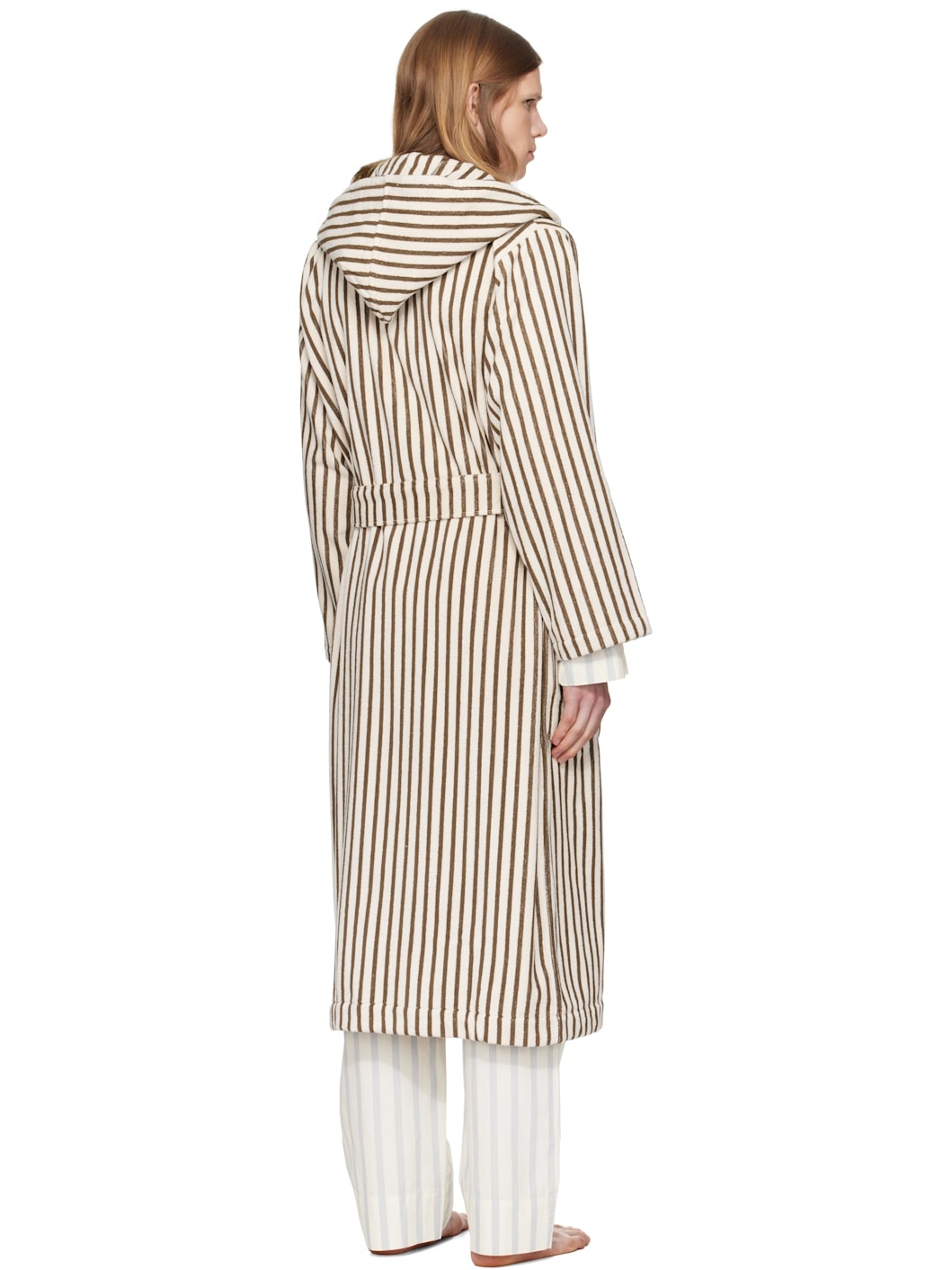 Off-White & Brown Terry Hooded Bathrobe - 3