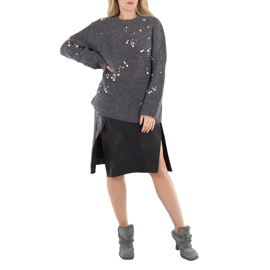 Stella McCartney Grey Pearl Embroidered Oversized Jumper - 2