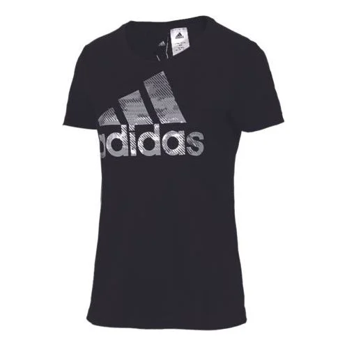 (WMNS) adidas Training Round Neck Short Sleeve Black CD1952 - 1
