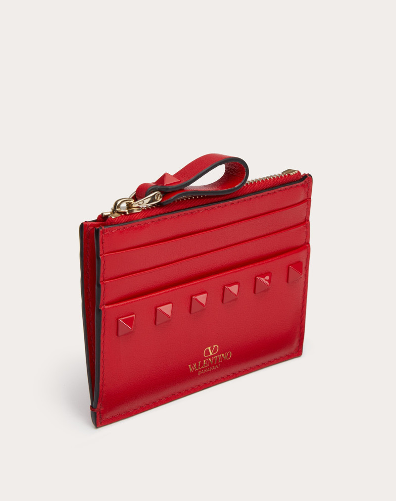 ROCKSTUD CALFSKIN CARDHOLDER WITH ZIPPER 4