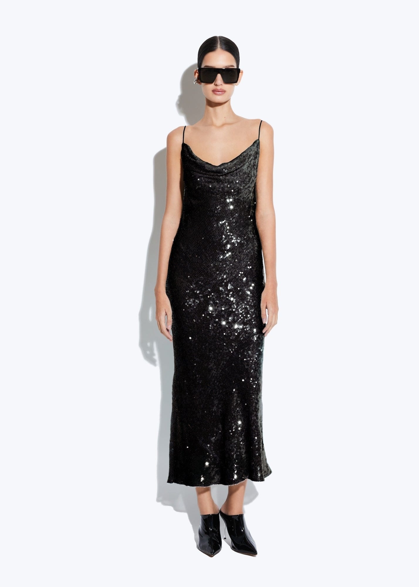 Sequin Cowl Midi Dress - 2