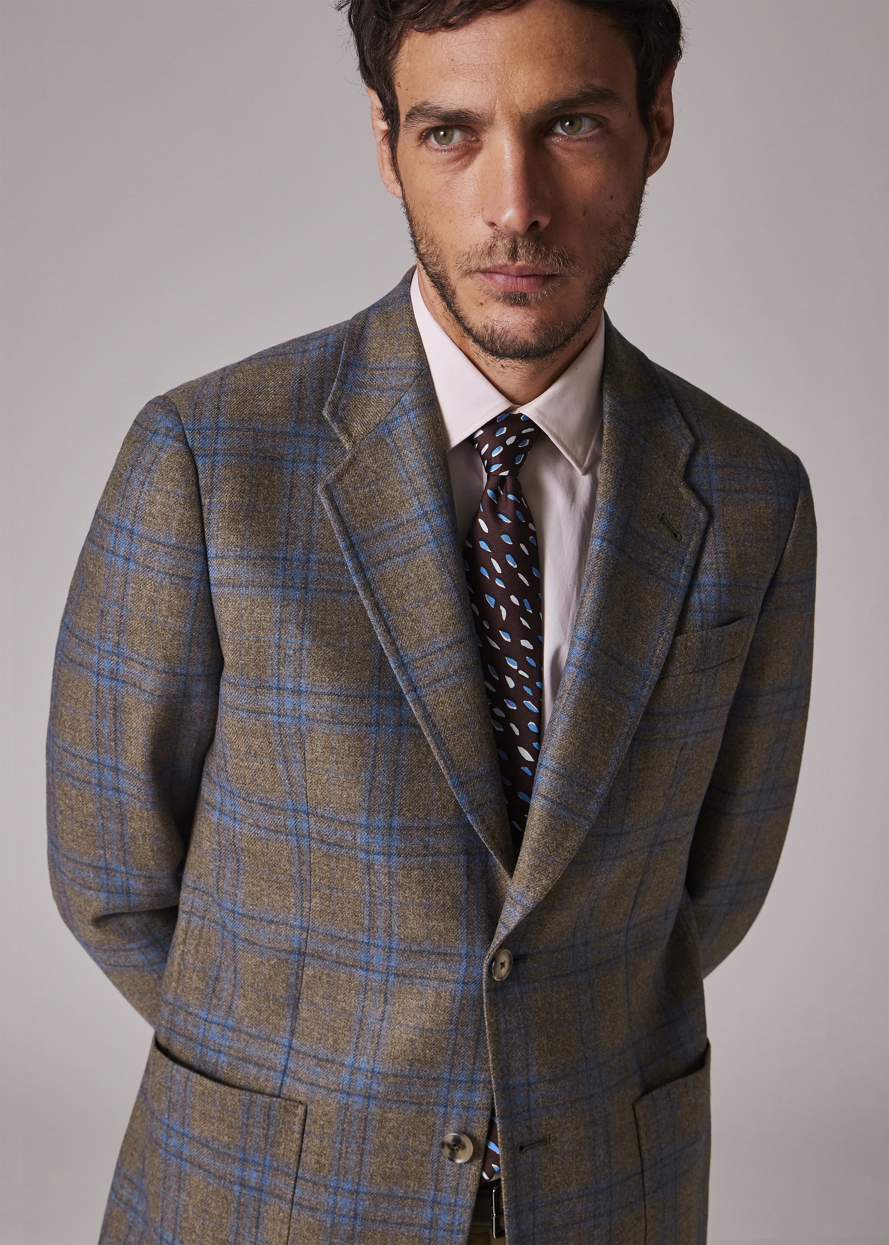 Brown Check Wool-Cashmere Buggy-Lined Blazer - 5