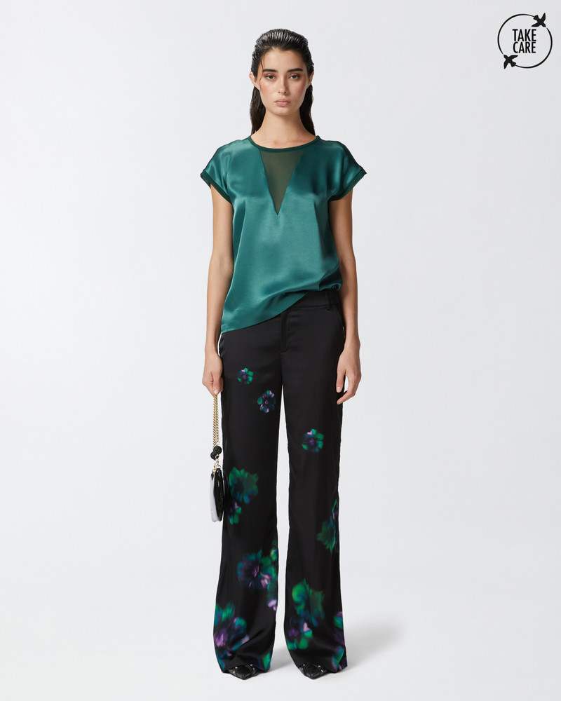 PINKO SATIN TROUSERS WITH FLORAL PRINT outlook