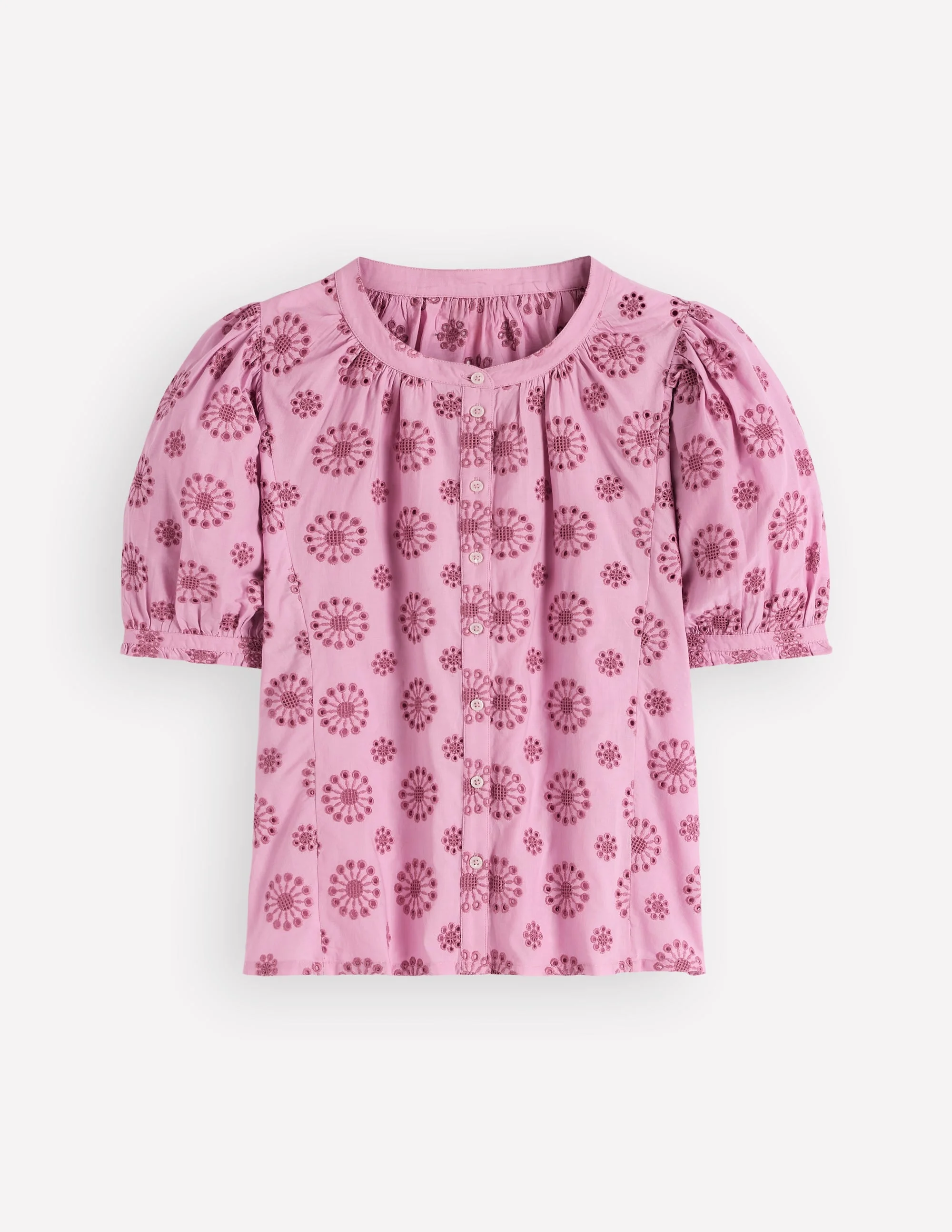 Camille Embroidered Cotton Top-Soft Lavender - 1