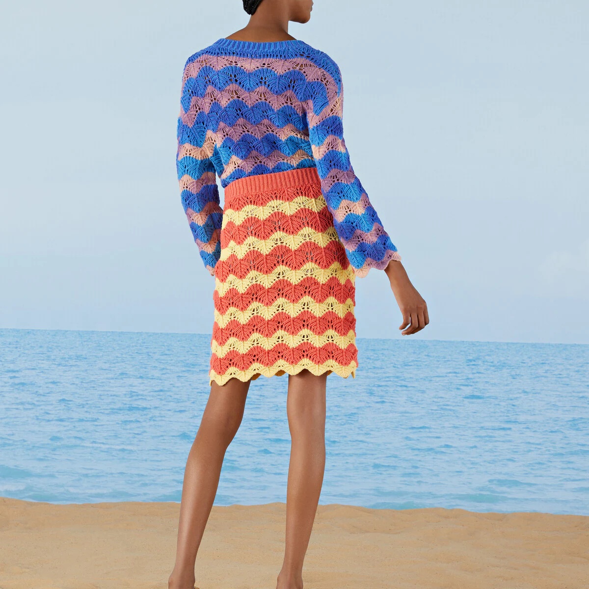 Chevron knit cotton skirt - 7
