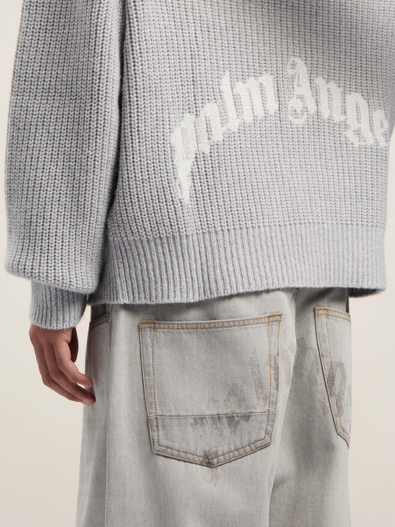 Curved Logo Rib Knit Hoodie 5