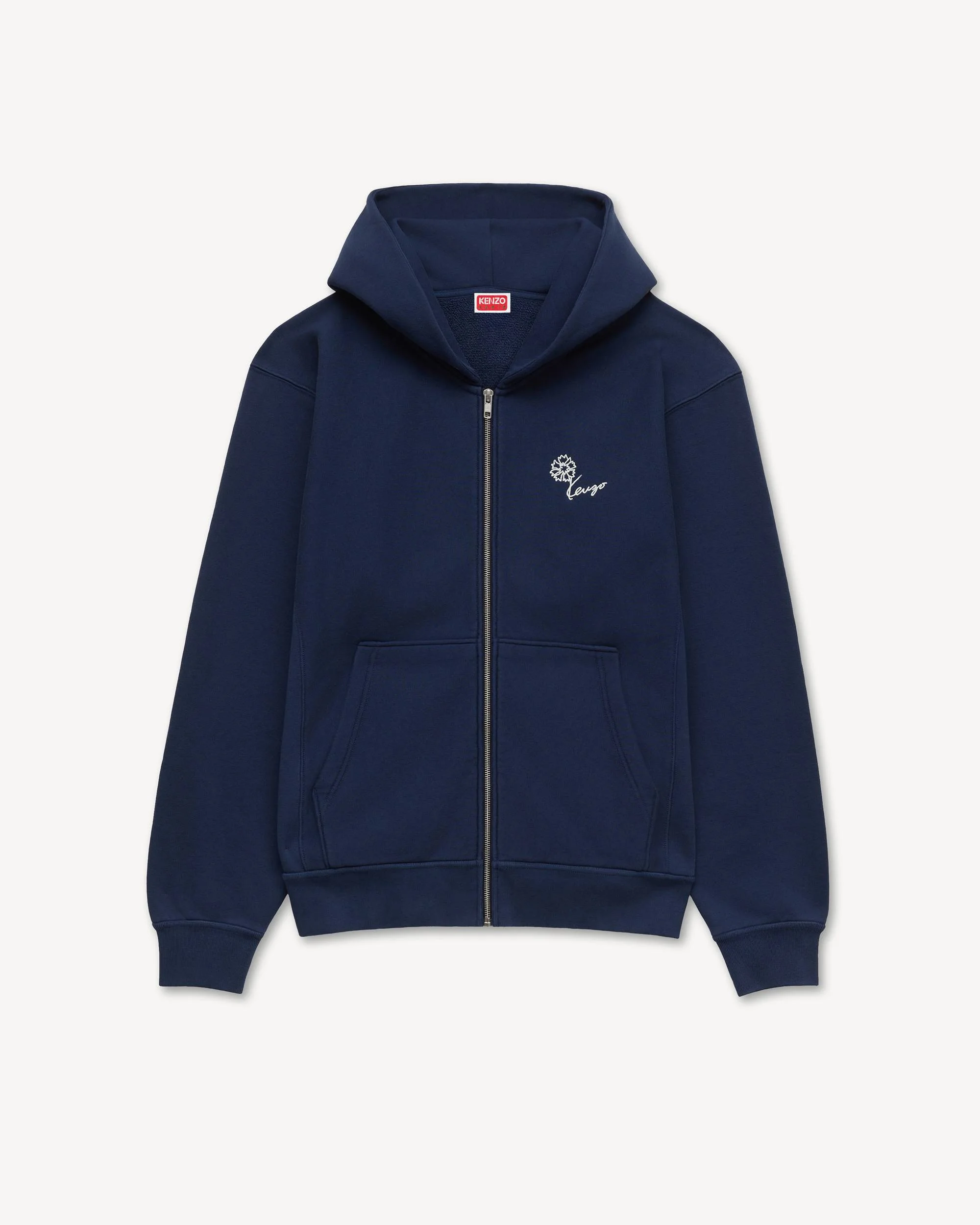 'KENZO Tulip' embroidered zip up hoodie in cotton - 1