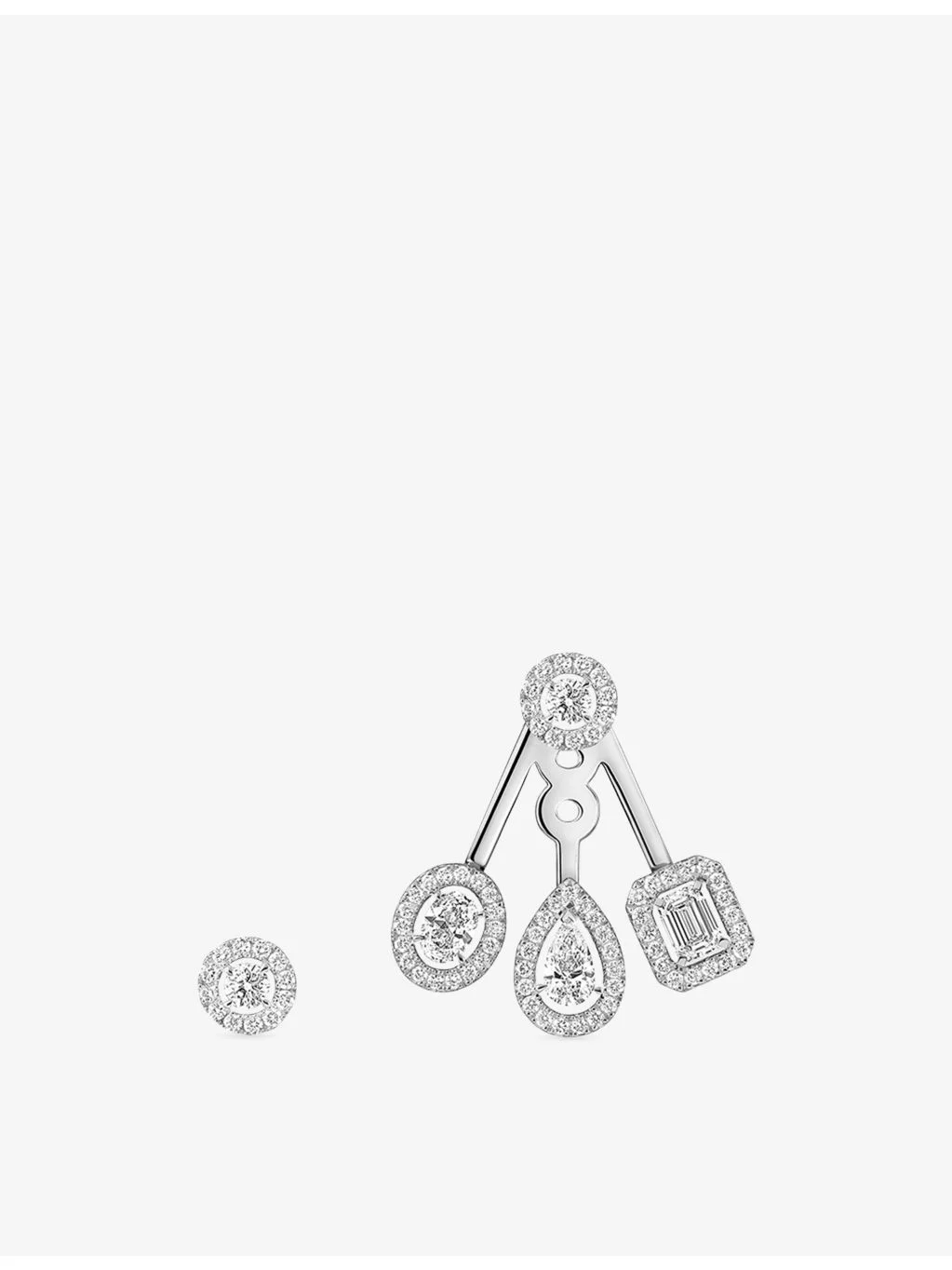 My Twin Trio Asymetric 18ct White-Gold And 0.59ct Diamond Earrings - 1
