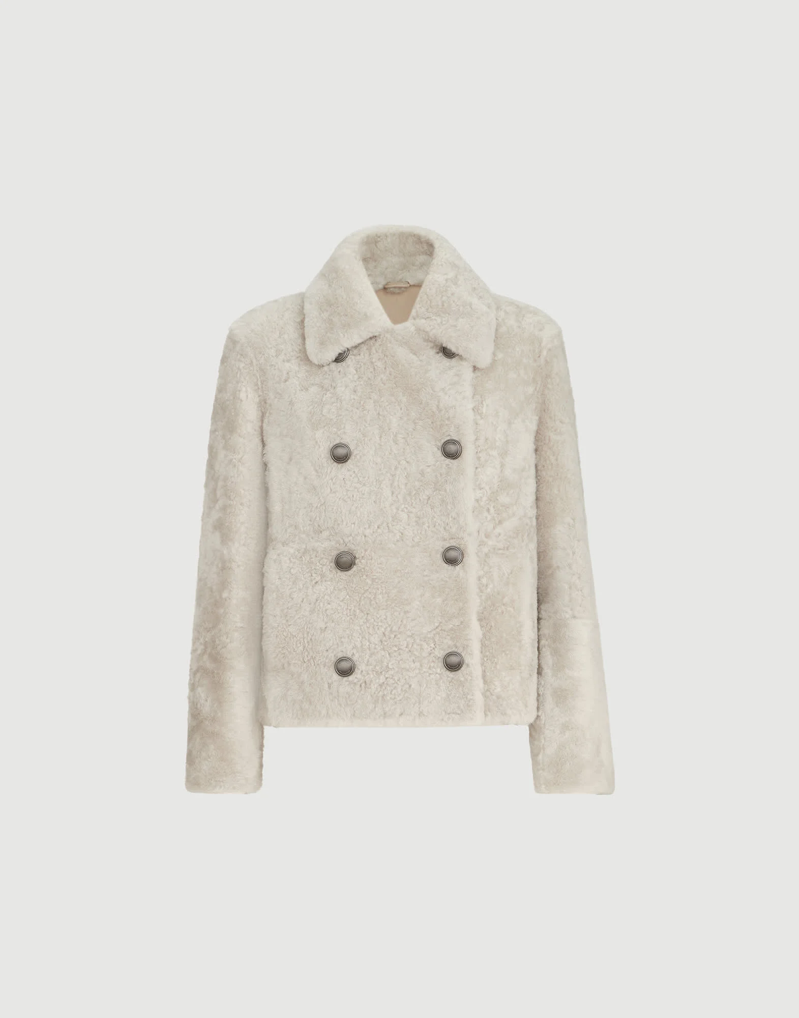Fuzzy shearling pea coat - 1