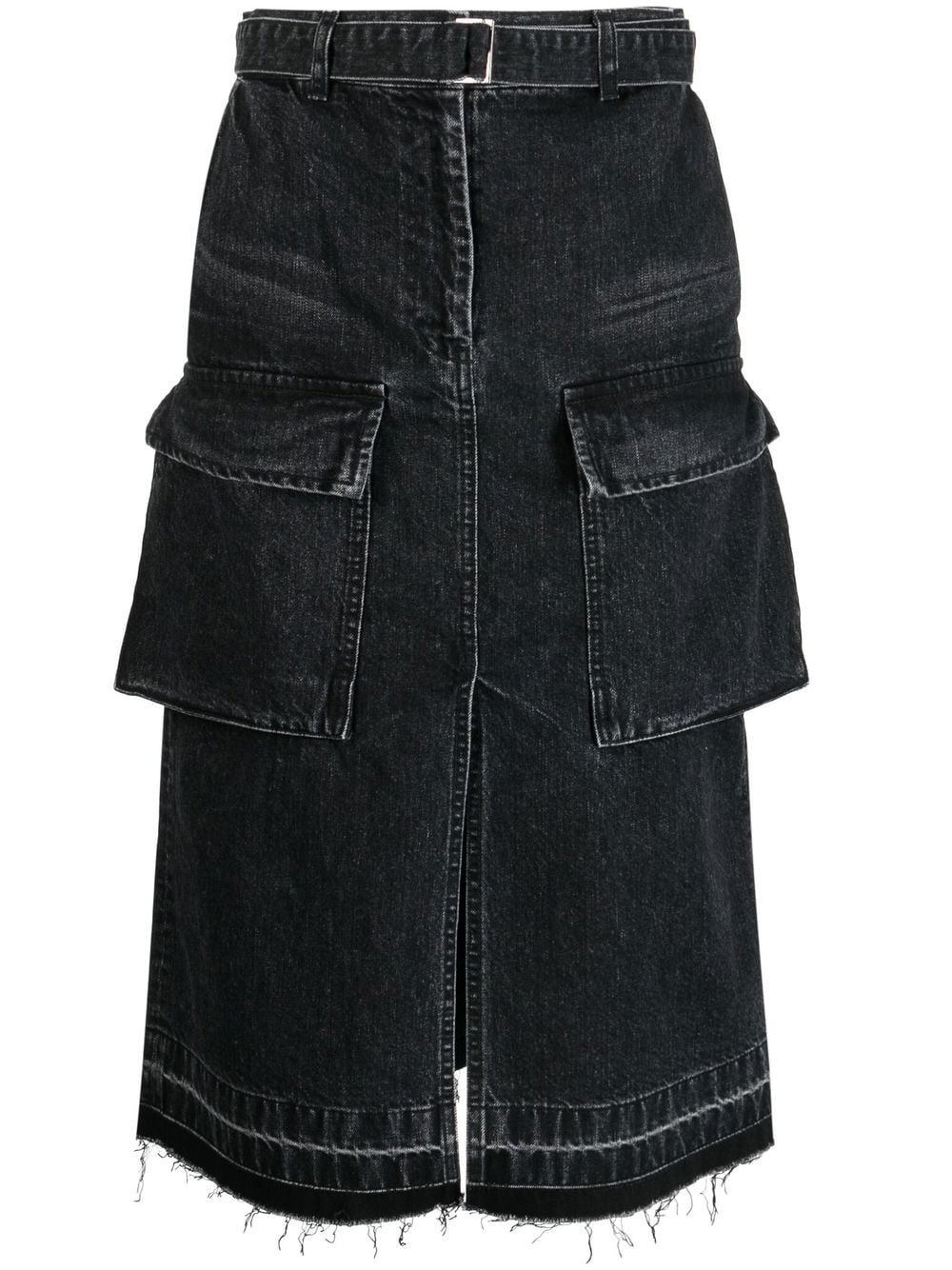 cargo-pocket denim skirt - 1