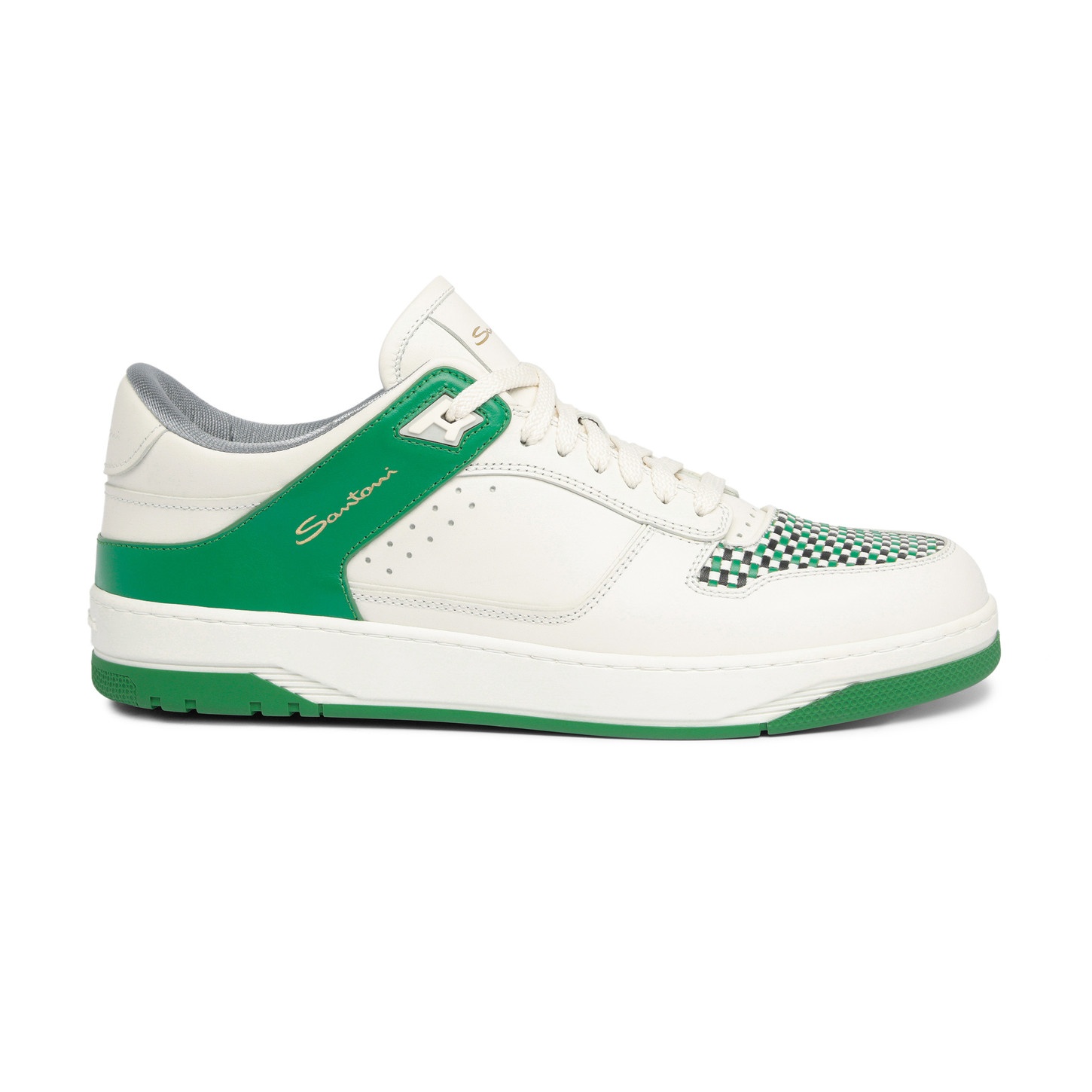 Men's white and green leather Sneak-Air sneaker - 1