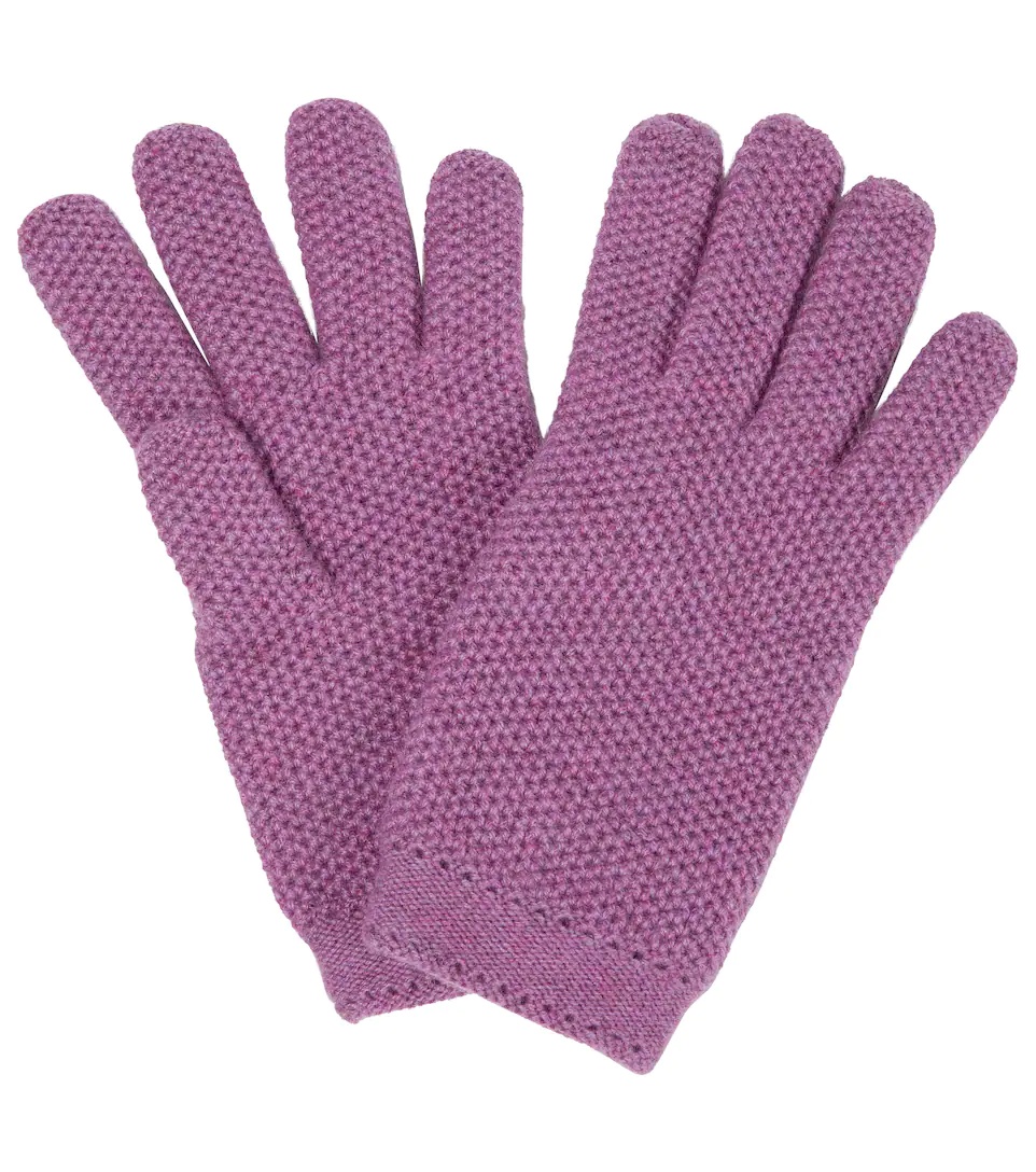 Crochet cashmere gloves - 1