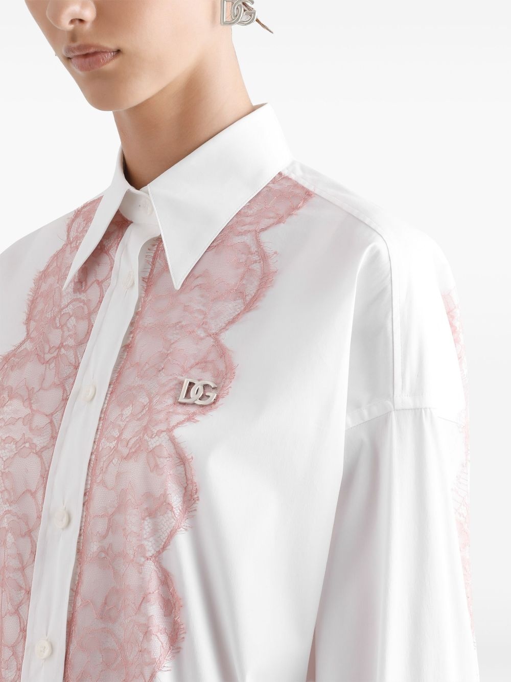 lace-trimmed shirt - 4