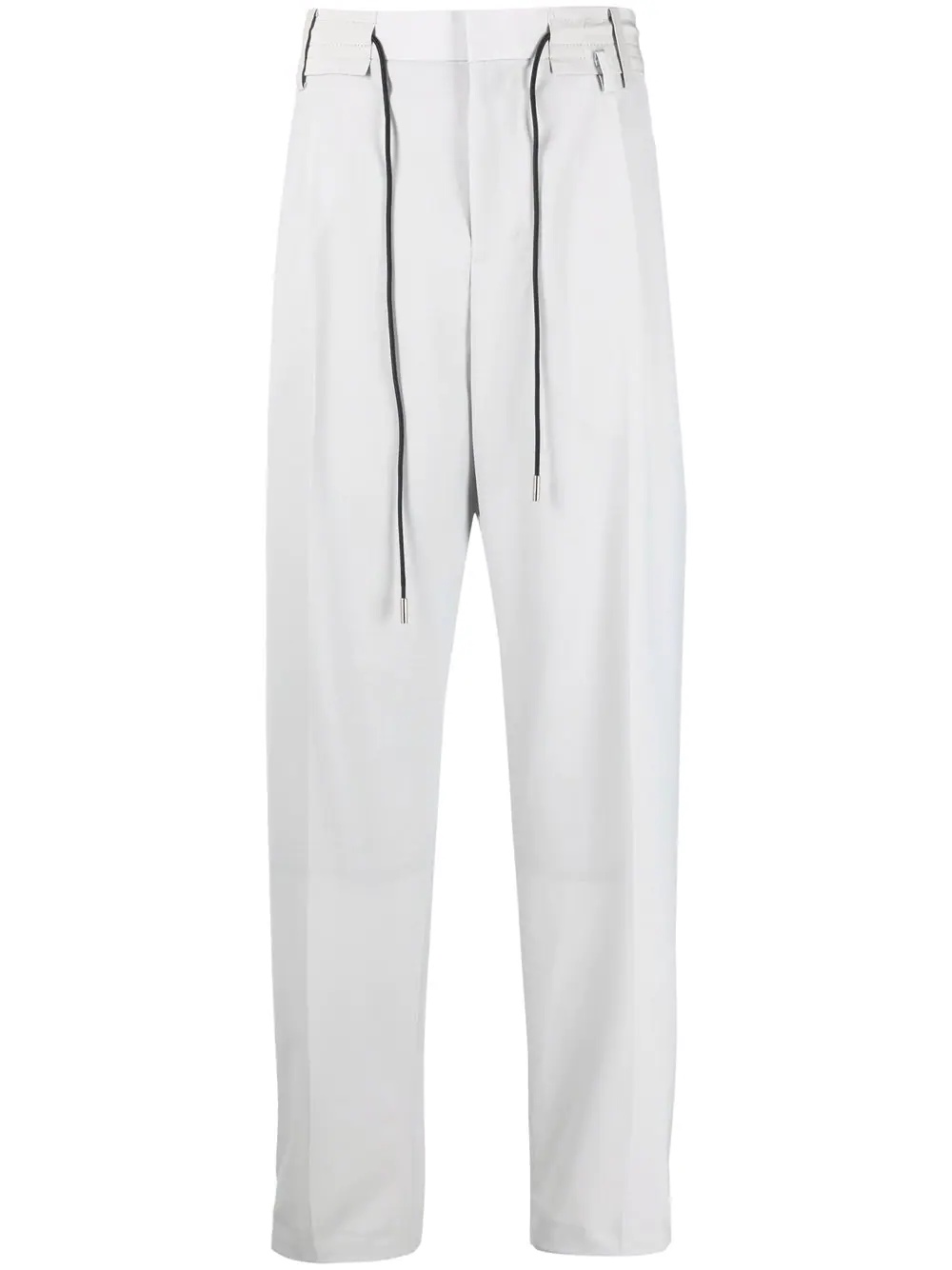 drawstring-waist straight-leg trousers - 1