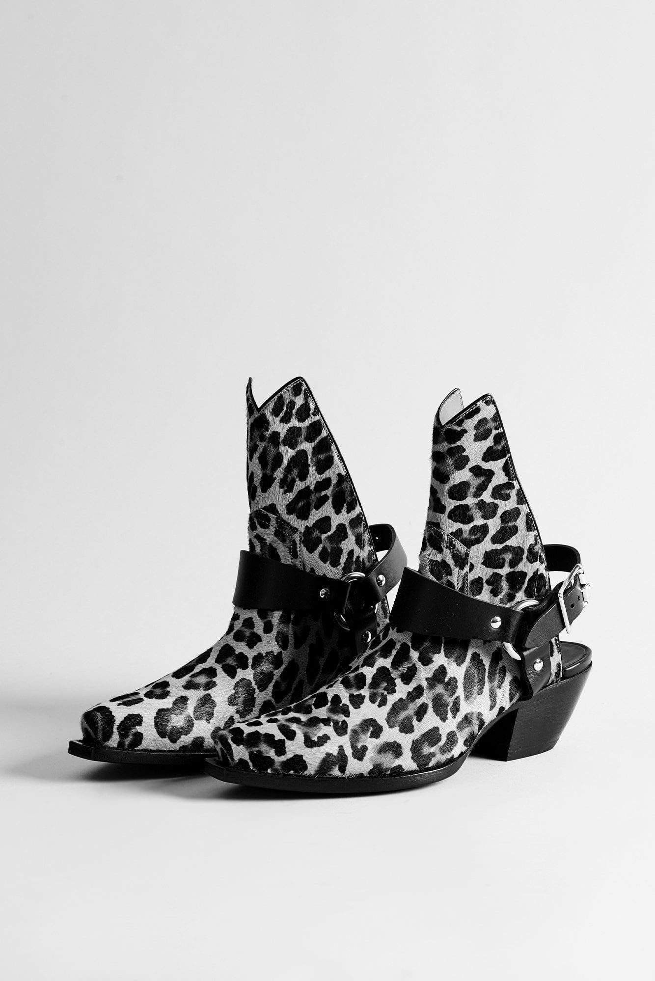 Half Ankle Cowboy Boot with Harness– Leopard | R13 Denim - 2