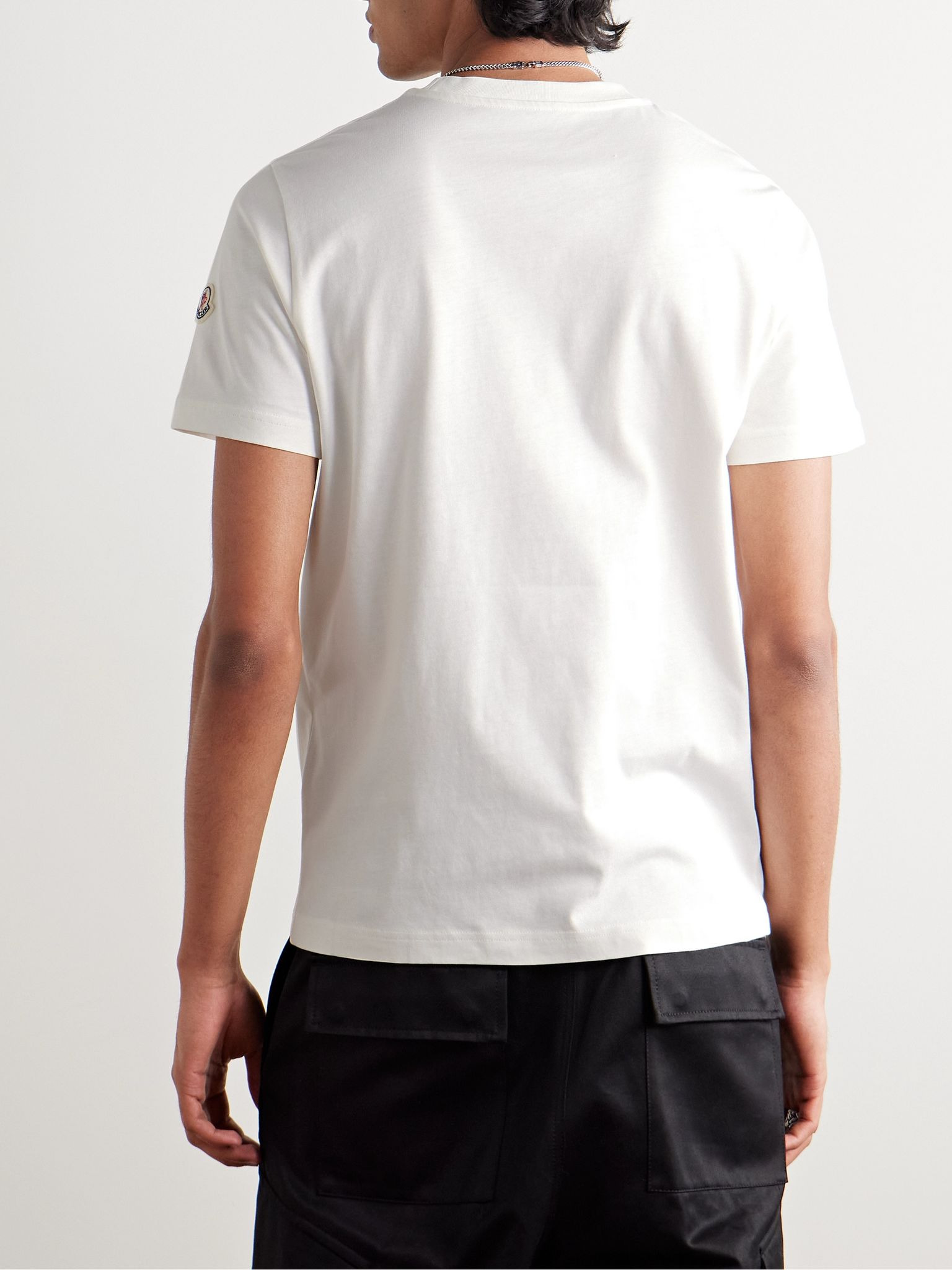 Logo-Appliquéd Cotton-Jersey T-Shirt White - 3