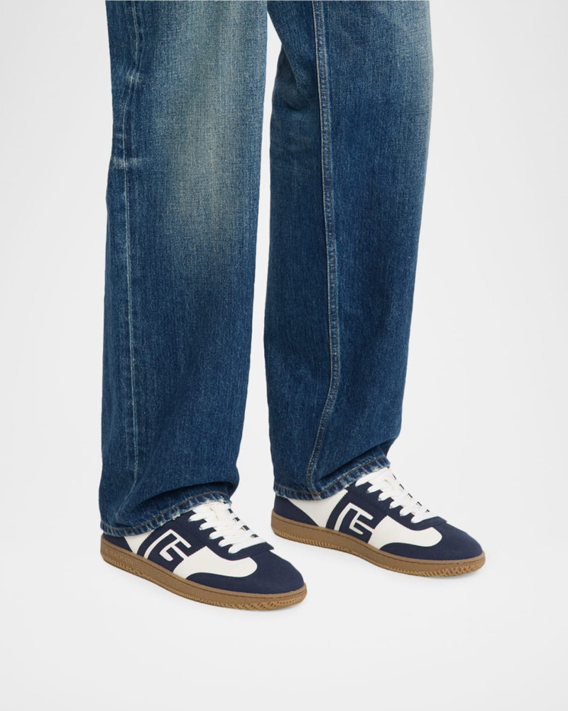 Balmain Men's Swan Leather Low-Top Sneakers outlook