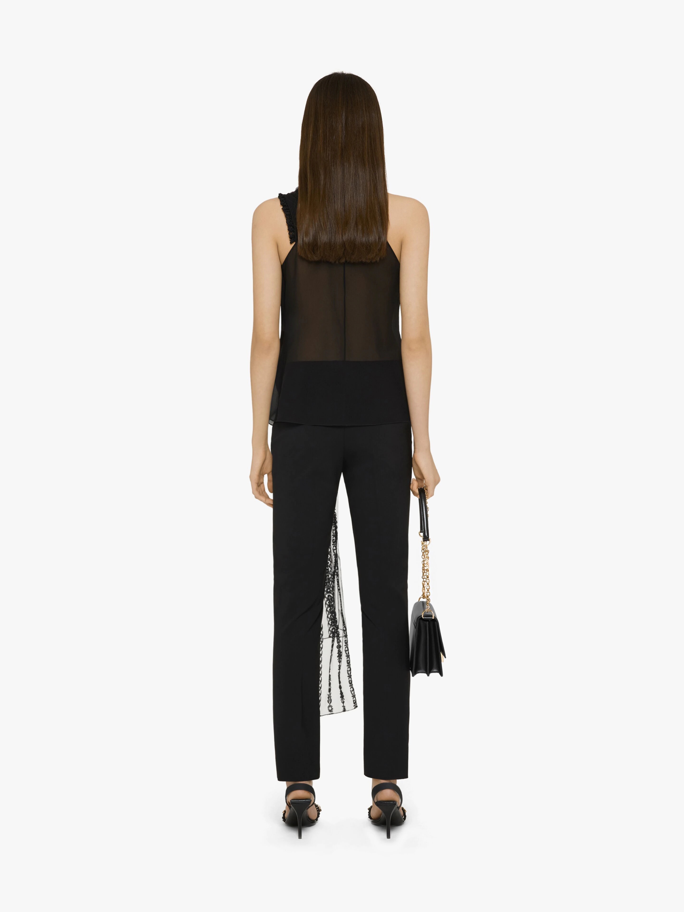 TOP IN EMBROIDERED SILK WITH ASCOT TIE - 4