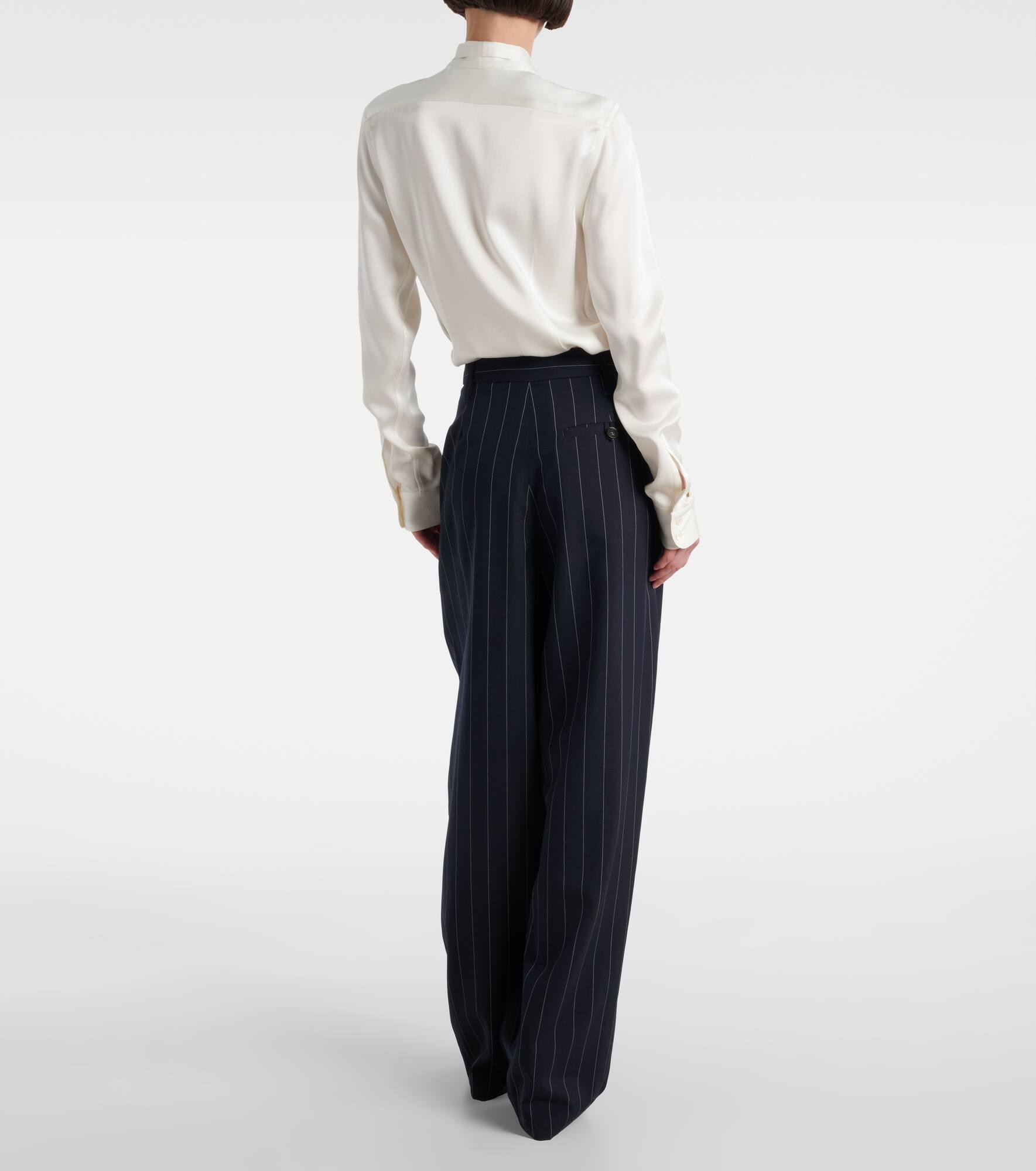 Pinstripe wool tapered pants - 3