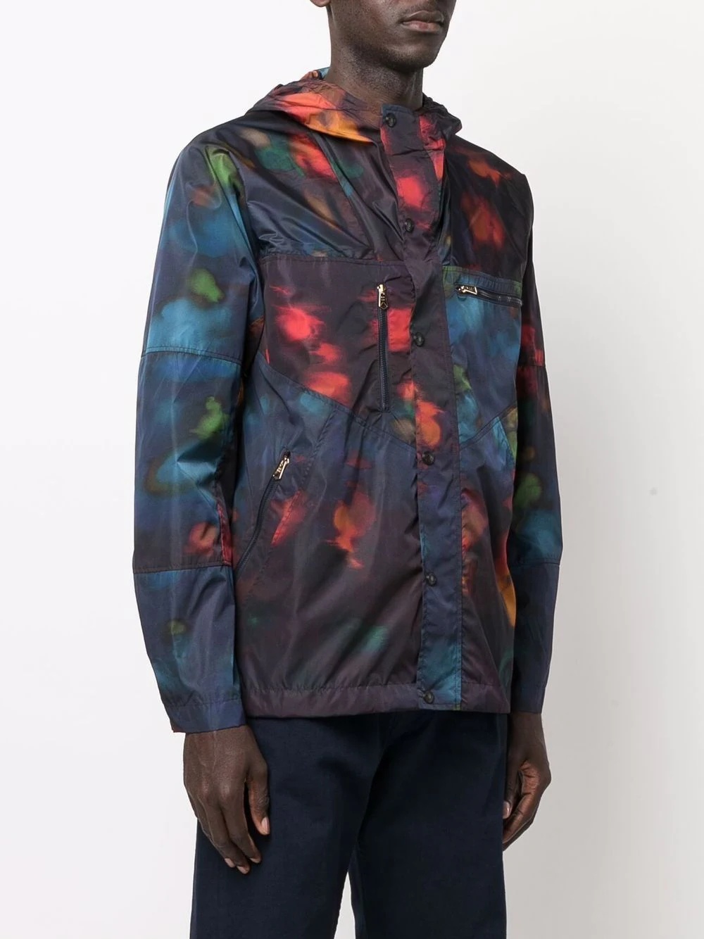 abstract-print hooded jacket - 3