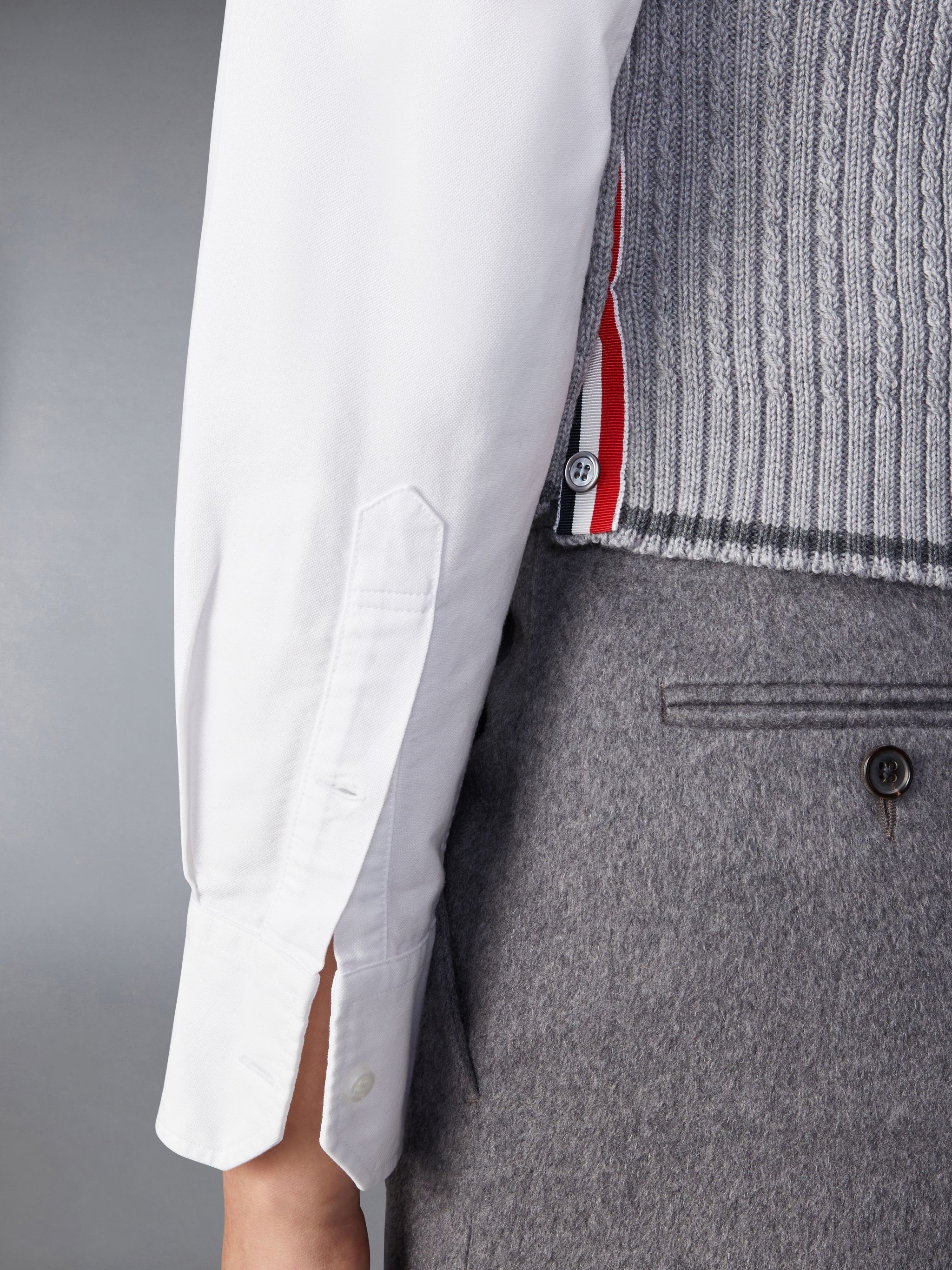 Merino Wool 4-Bar Cropped Cable Cardigan Vest - 4