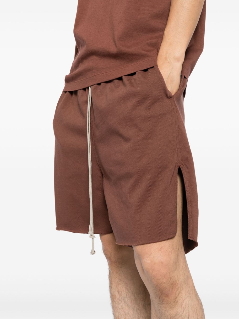 drawstring cotton track shorts - 5