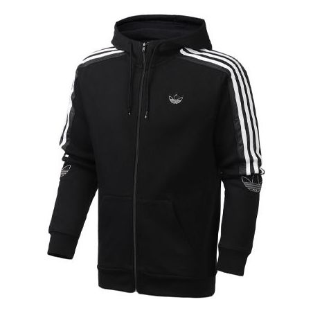 adidas originals logo Printing Casual Hooded Jacket Black ED4695 - 1