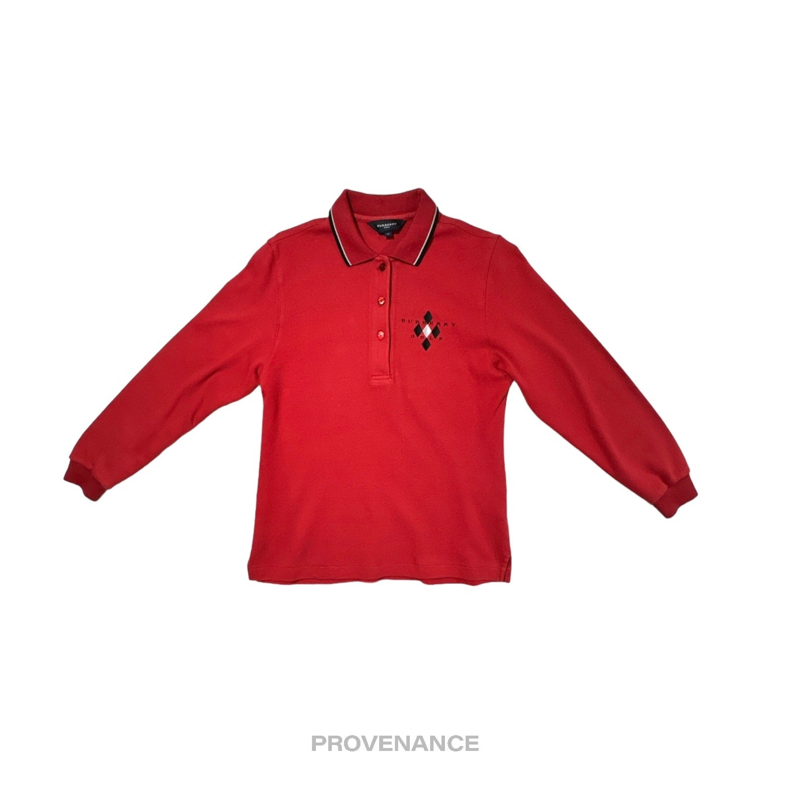 Burberry Golf - Burberry Golf Long Sleeve Polo Shirt - Red M - 1