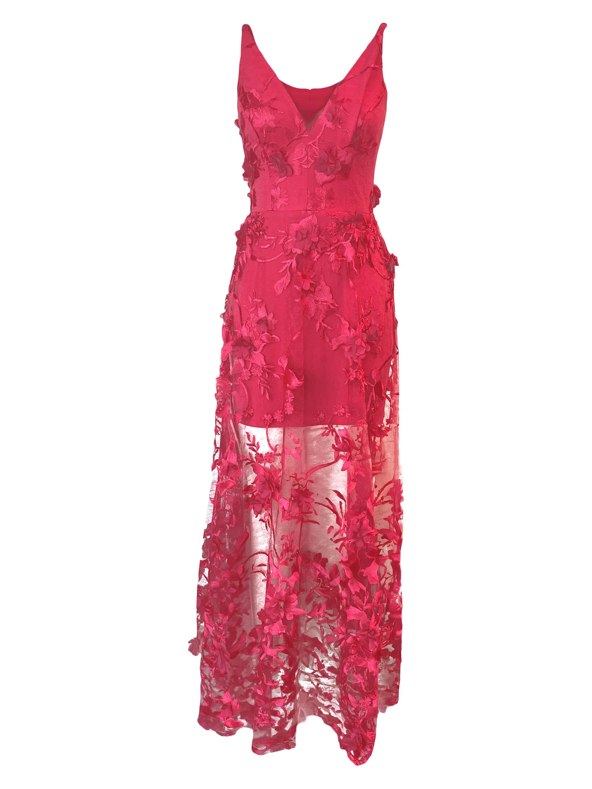 Women's Sidney Sheer Lace Gown - Begonia - 1