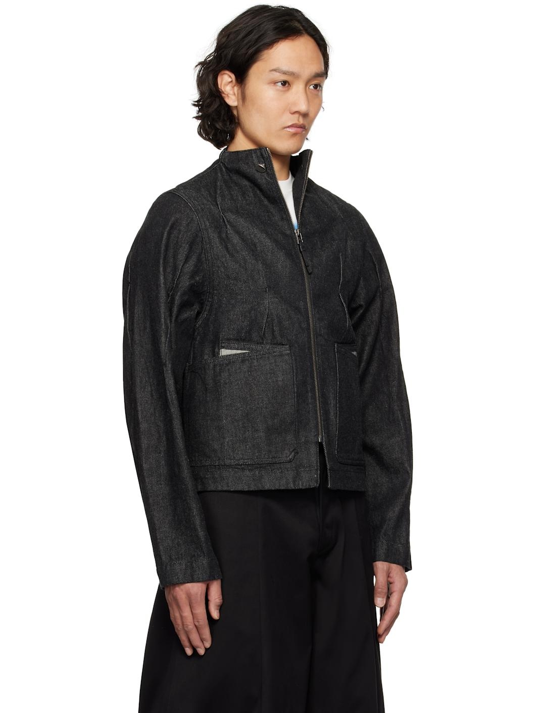 Black Pintuck Denim Jacket - 2