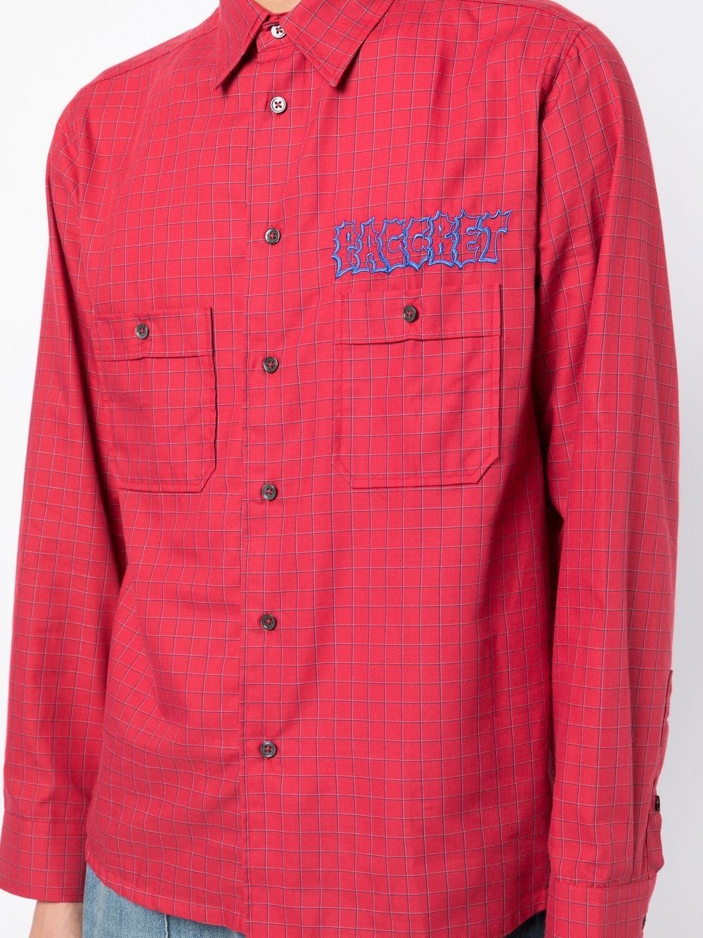 check-pattern logo-print shirt - 5