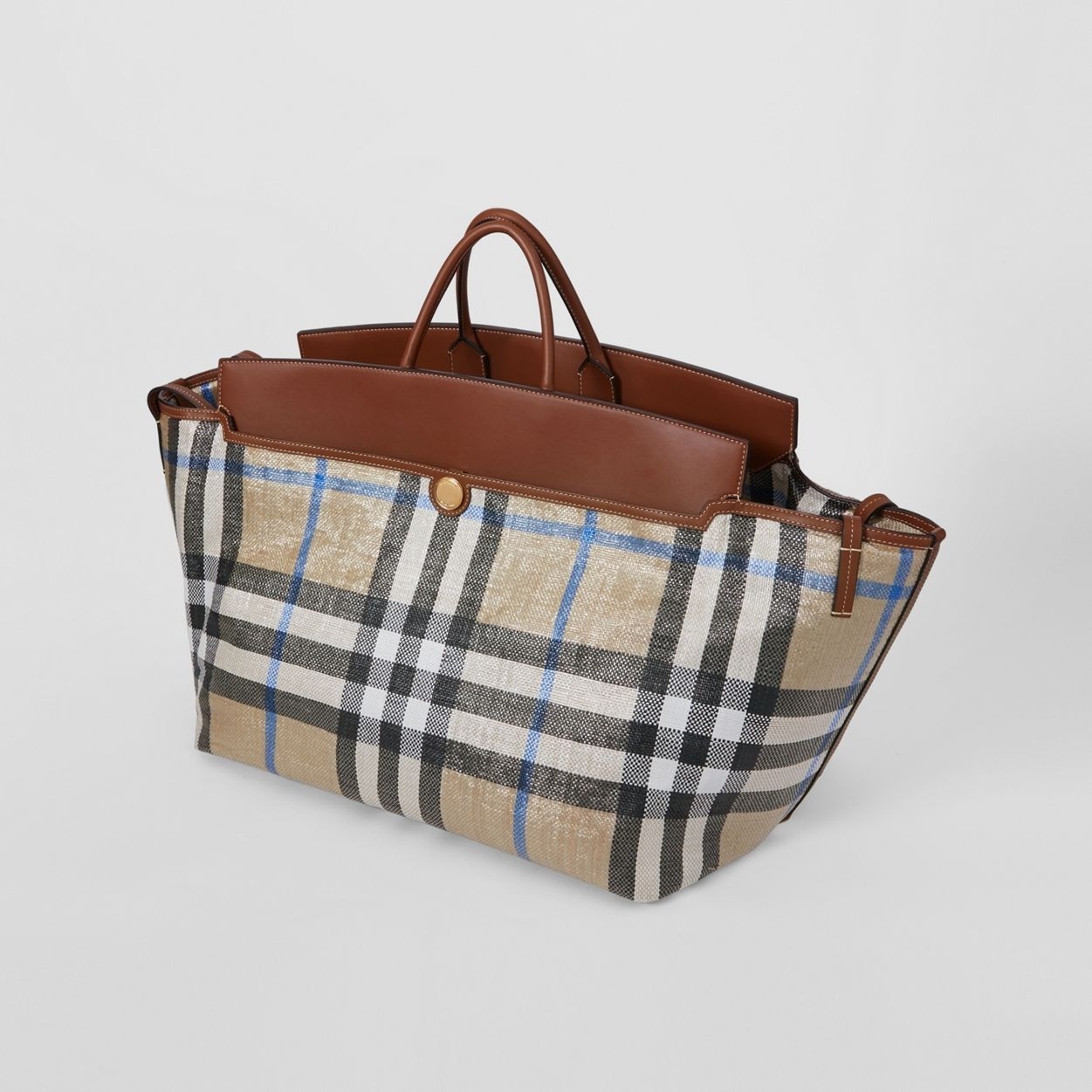 Woven Check and Leather Society Holdall - 4